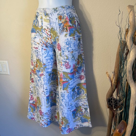 CMC Click NWT “Bicycle Pants” XS Cotton Wide Leg Cropped High Waist Made in USA - Picture 2 of 16